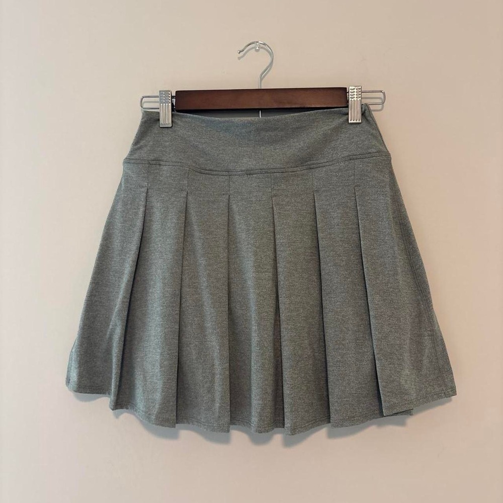 Zobha Grey Pleted Stretchy Mini Skirt with built in shorts